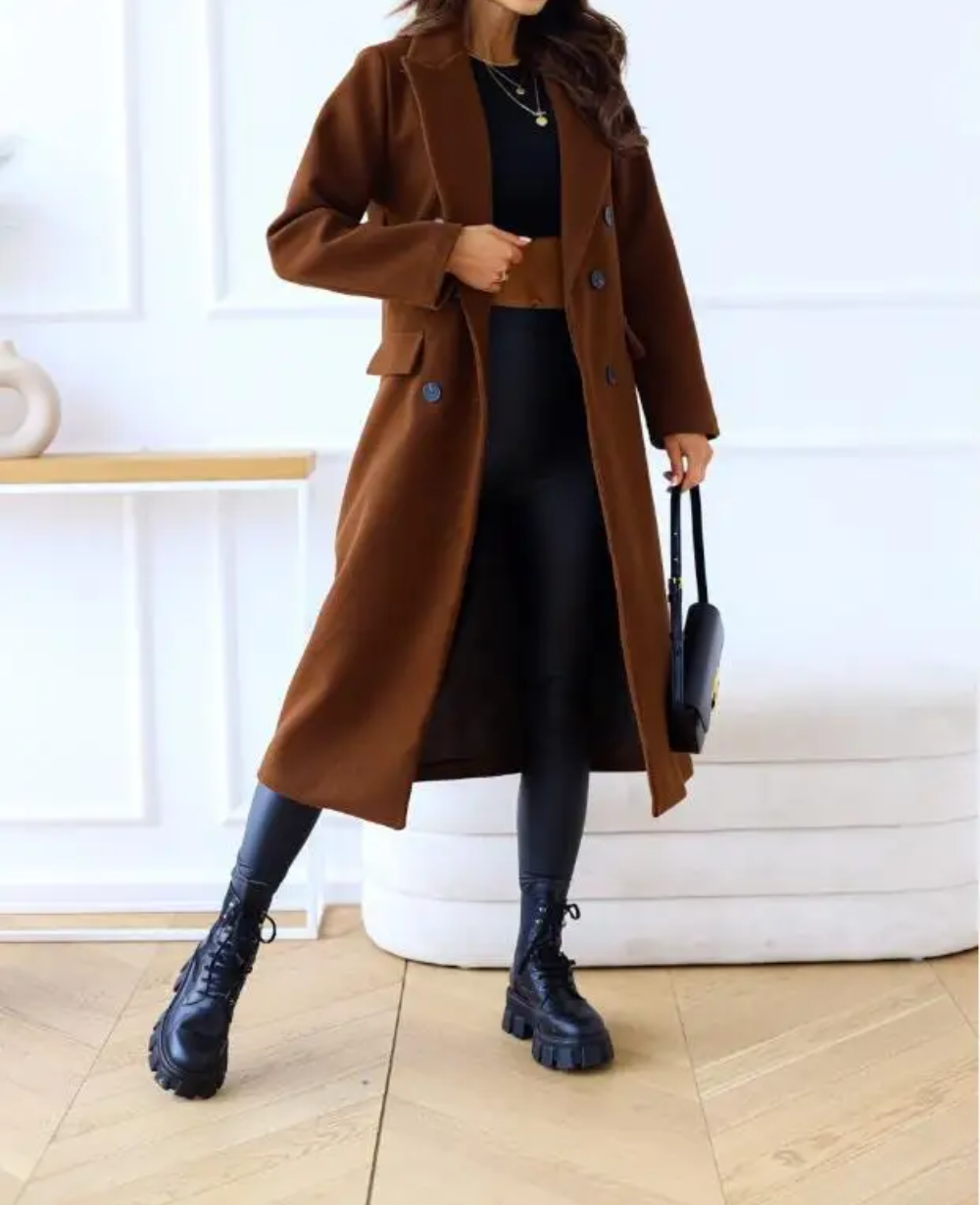 Trenchcoat Donna Elegante in Tessuto Sagomato Manica Lunga - Brentozzi