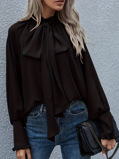 Blusa Donna con Fiocco e Ruches Elegante