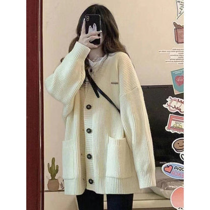 Cardigan Donna in Maglia con Bottoni Manica Lunga