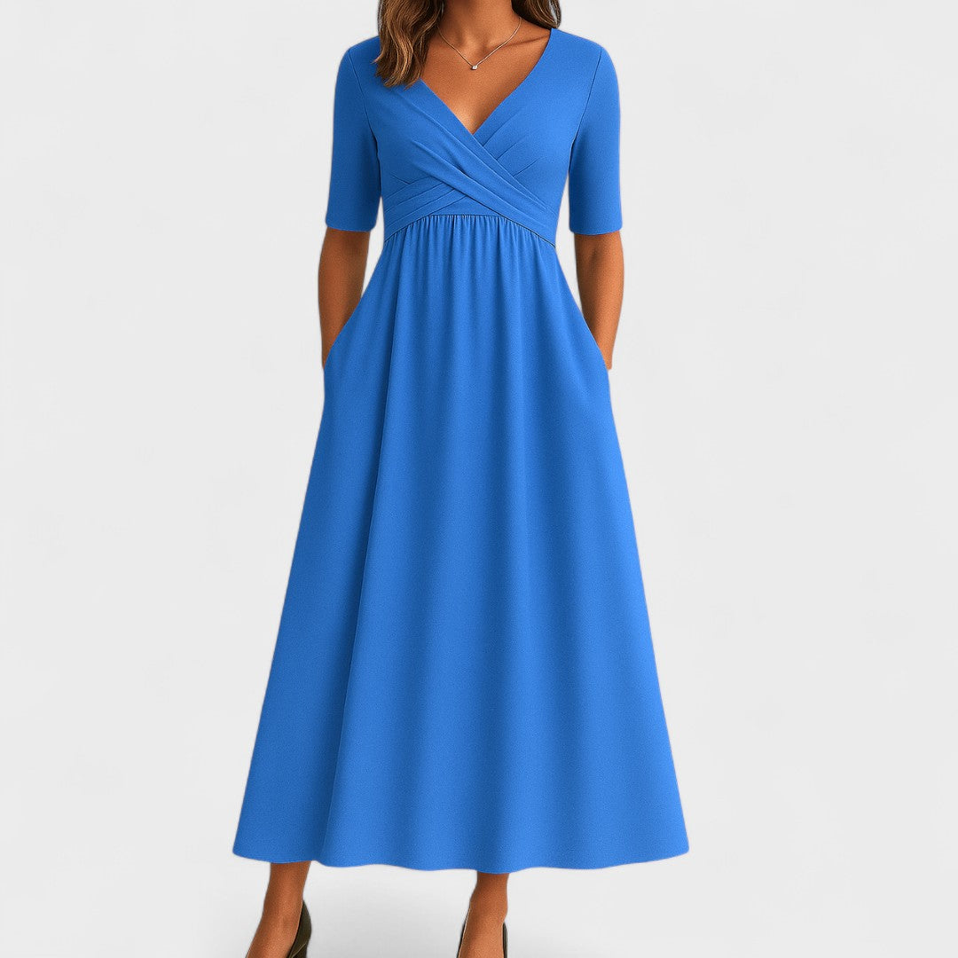 Abito Maxi Donna Scollo a V Manica Corta