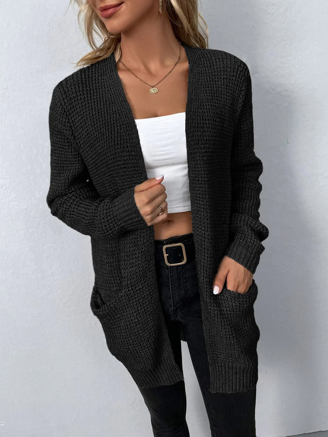 Cardigan Donna Maglia Lunga Struttura Invernale