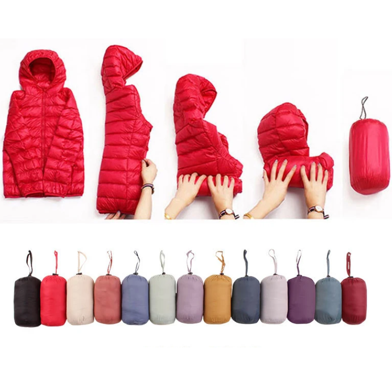 Piumino Donna con Cappuccio e Chiusura Zip