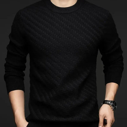 Maglione Uomo Girocollo con Motivo a Rilievo