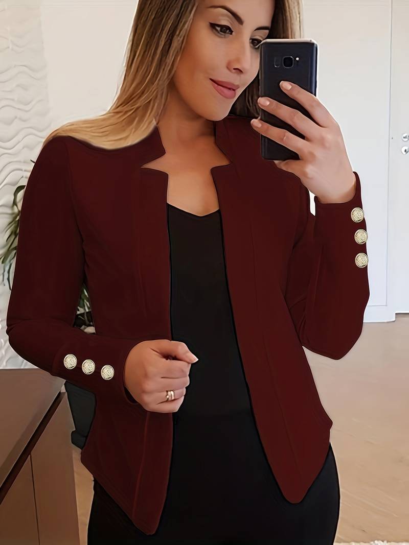 Blazer Donna Casual Cotone Leggero Manica Lunga Bottoni