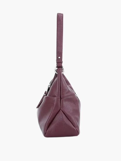 Borsa Hobo Donna in Pelle Morbida con Chiusura Zip