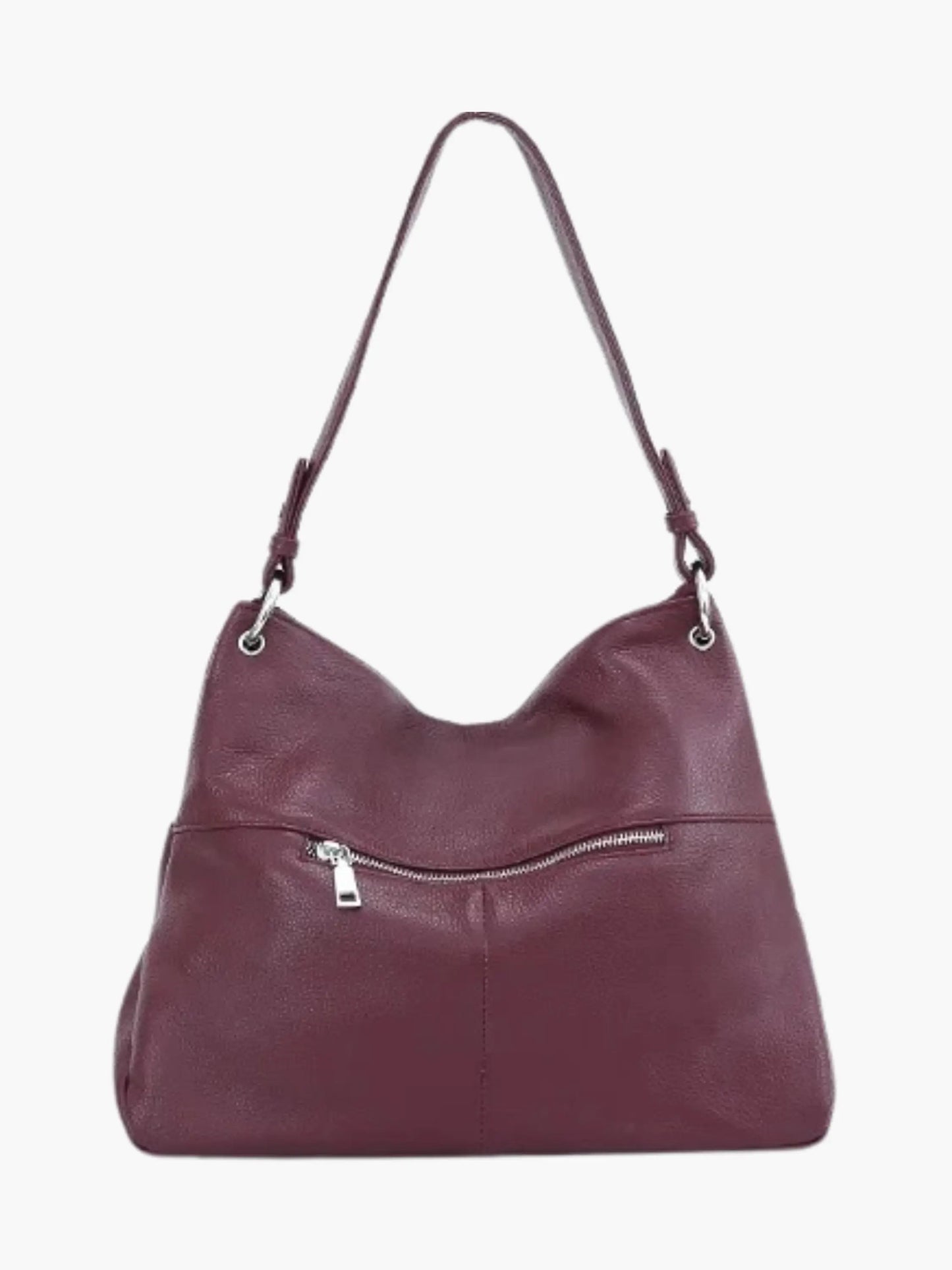 Borsa Hobo Donna in Pelle Morbida con Chiusura Zip
