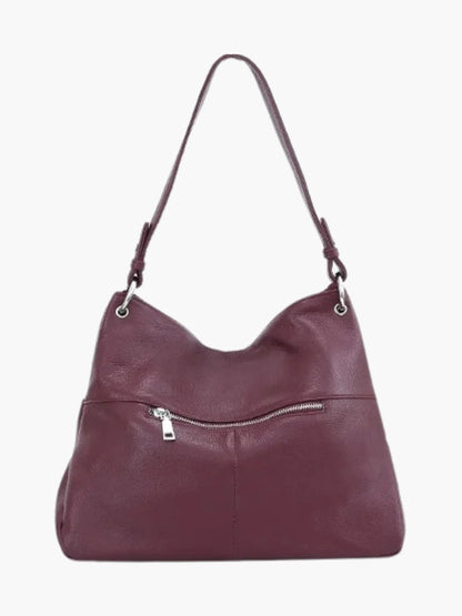 Borsa Hobo Donna in Pelle Morbida con Chiusura Zip