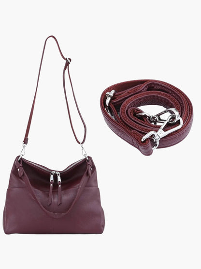 Borsa Hobo Donna in Pelle Morbida con Chiusura Zip