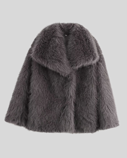 Giacca Donna con Collo Sciarpa in Ecopelliccia
