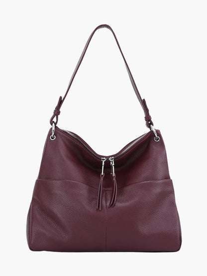 Borsa Hobo Donna in Pelle Morbida con Chiusura Zip