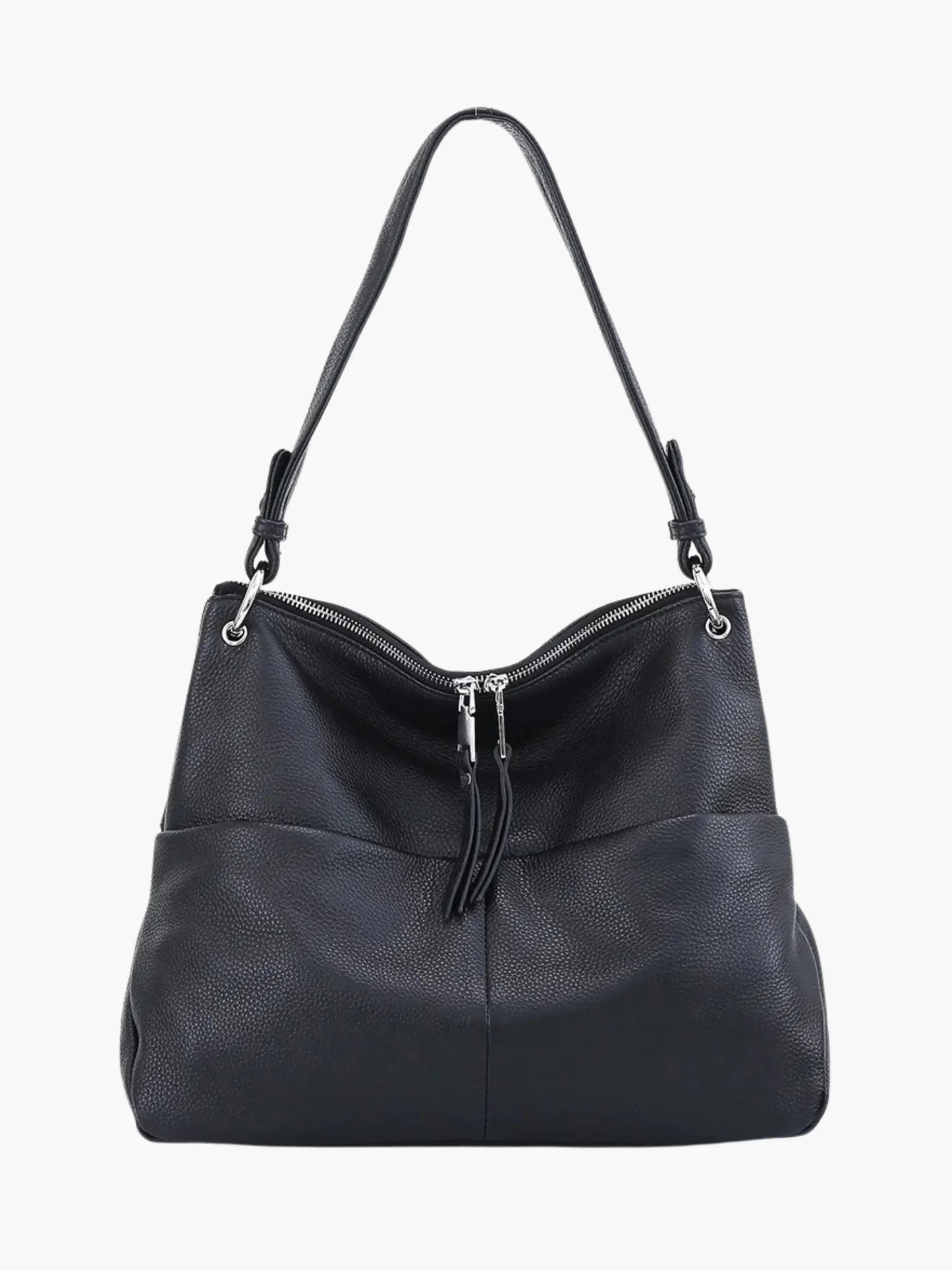 Borsa Hobo Donna in Pelle Morbida con Chiusura Zip