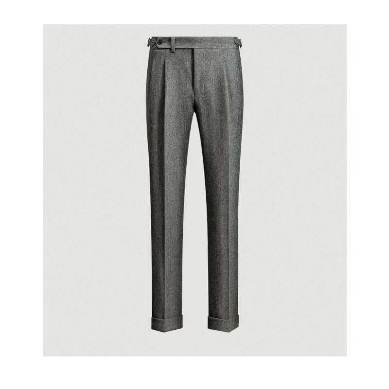 Pantaloni Uomo in Tweed Look Vintage Vestibilità Comoda