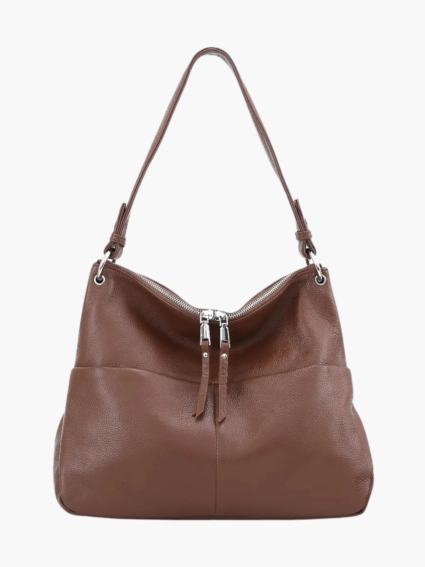 Borsa Hobo Donna in Pelle Morbida con Chiusura Zip