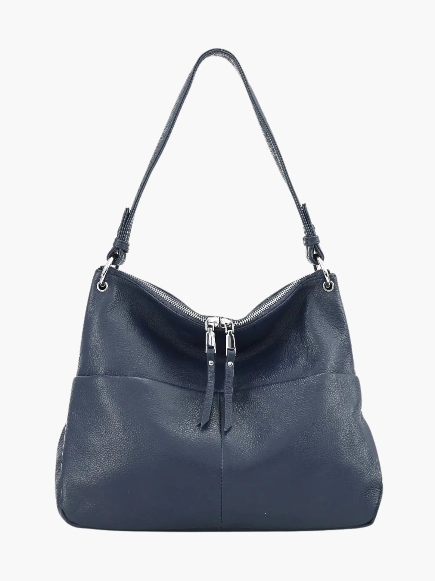 Borsa Hobo Donna in Pelle Morbida con Chiusura Zip