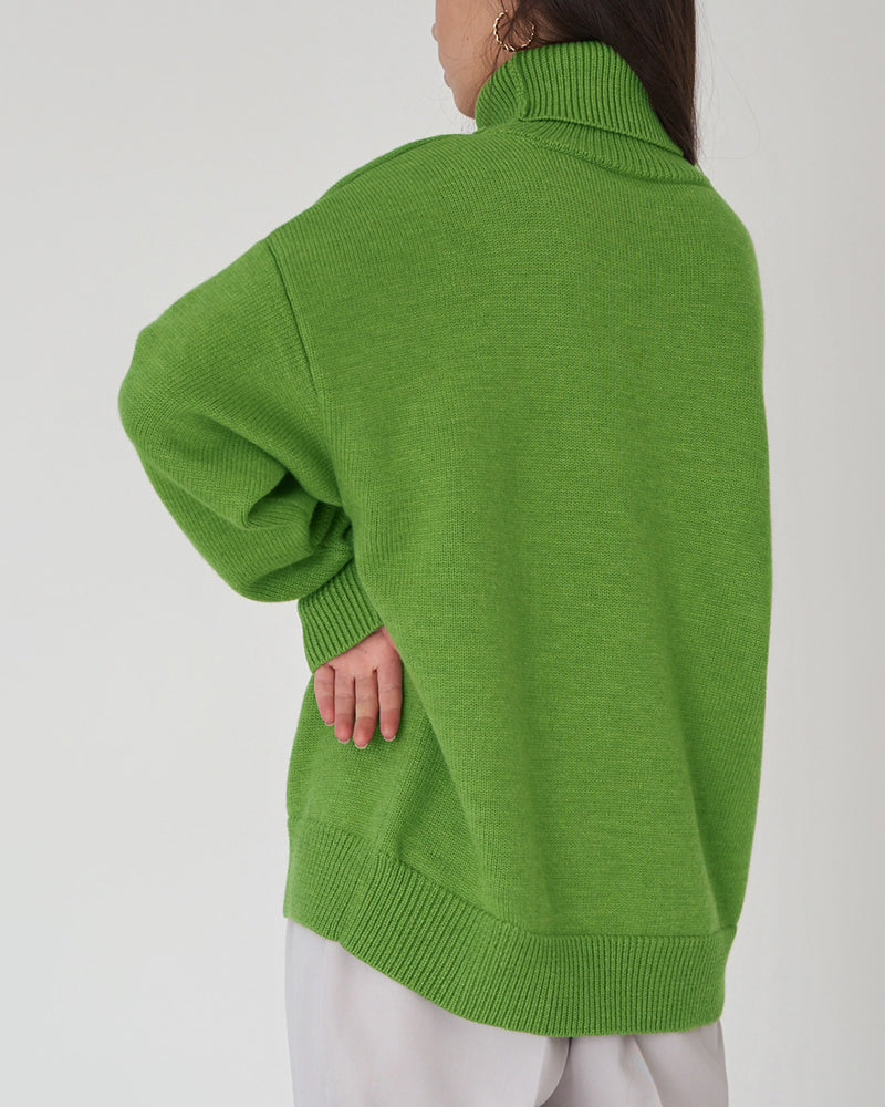 Maglione Oversize Donna Cotone Collo Alto Casual
