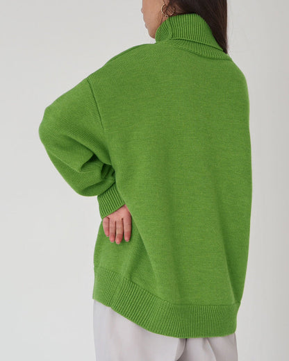 Maglione Oversize Donna Cotone Collo Alto Casual