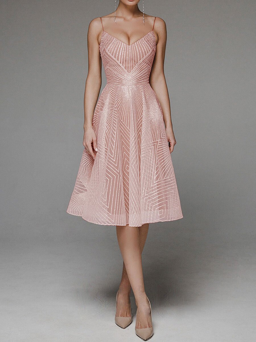 Abito Midi Donna Linea A Spalline Sottili