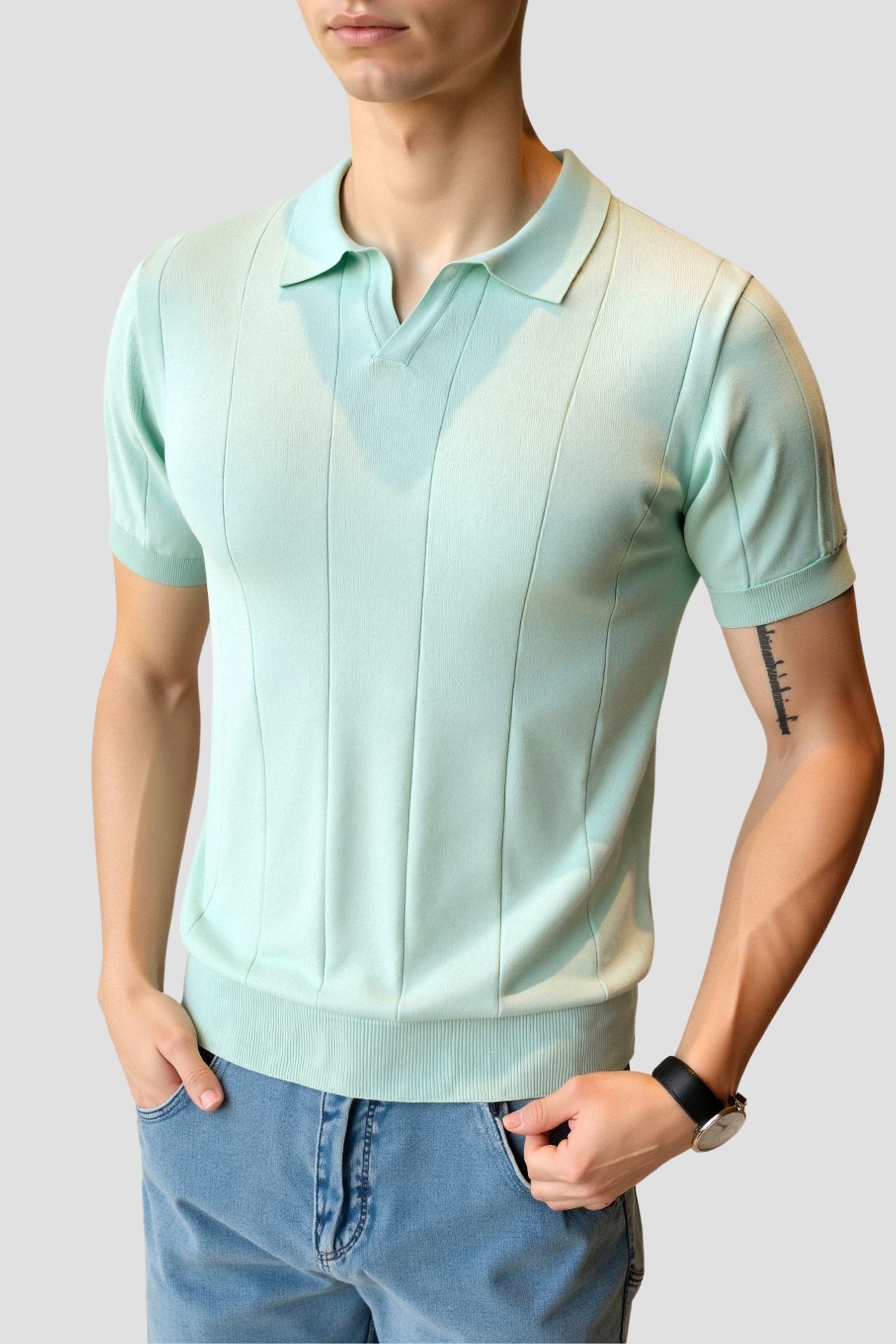 Polo Uomo Maglia a Coste Vestibilità Classica