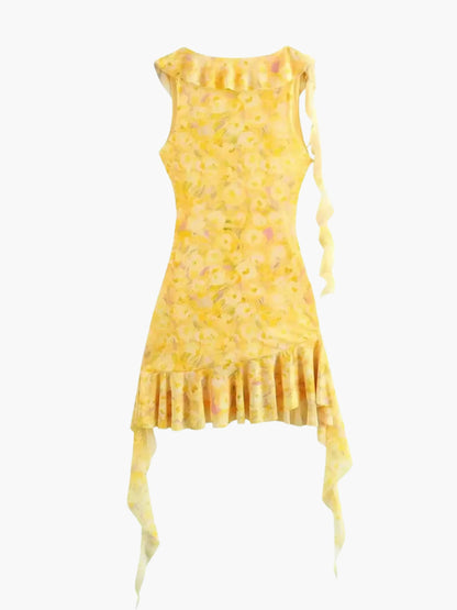 Abito Mini Donna con Balze e Dettagli Svasati