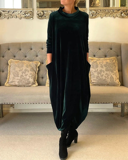 Abito Donna in Velluto Manica Lunga Elegante Comodo