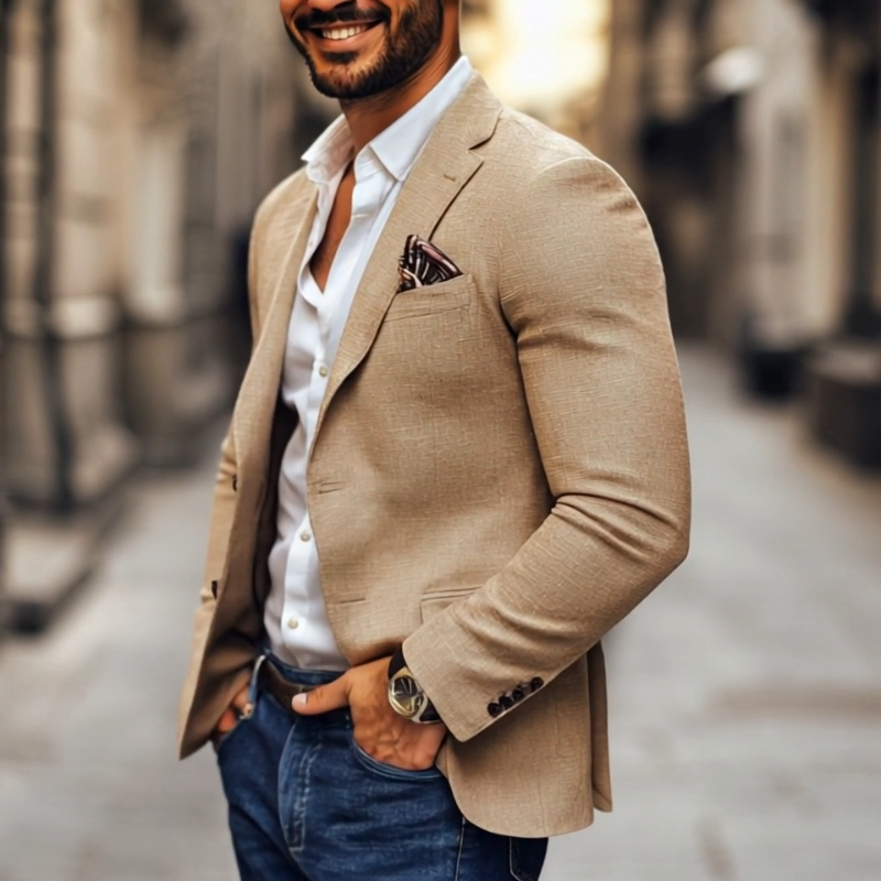 Blazer Uomo Classico Doppio Bottone Slim Fit