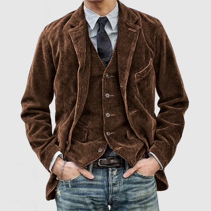 Blazer Uomo in Velluto Slim Fit con Colletto Rever e Chiusura a