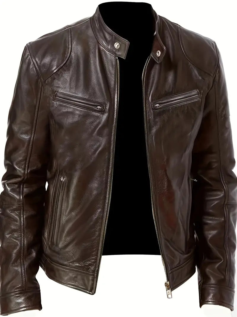 Giacca Uomo in Pelle Stile Classico Vestibilità Moderna