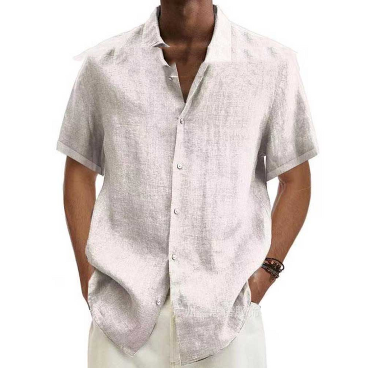 Camicia Uomo Manica Corta Colletto con Bottoni e Patta Frontale