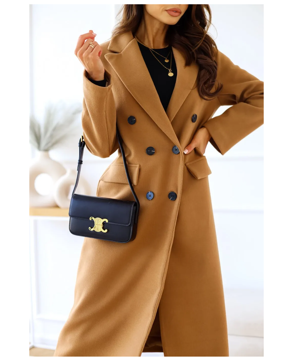Trenchcoat Donna Elegante in Tessuto Sagomato Manica Lunga