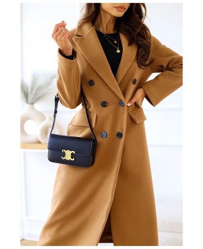 Trenchcoat Donna Elegante in Tessuto Sagomato Manica Lunga