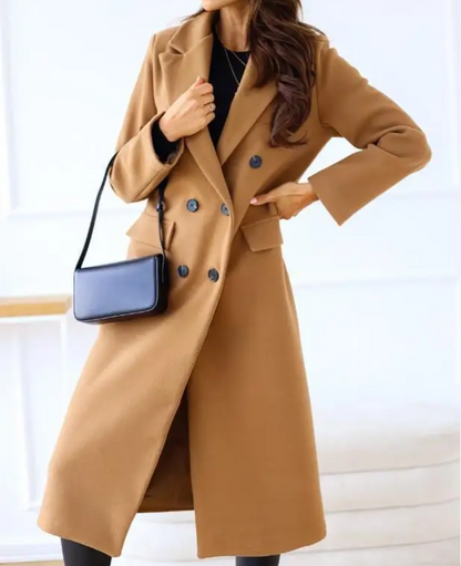 Trenchcoat Donna Elegante in Tessuto Sagomato Manica Lunga