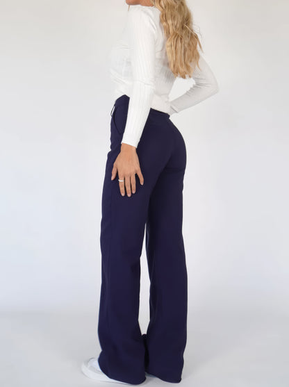Pantaloni Donna Vita Alta Gamba Dritta