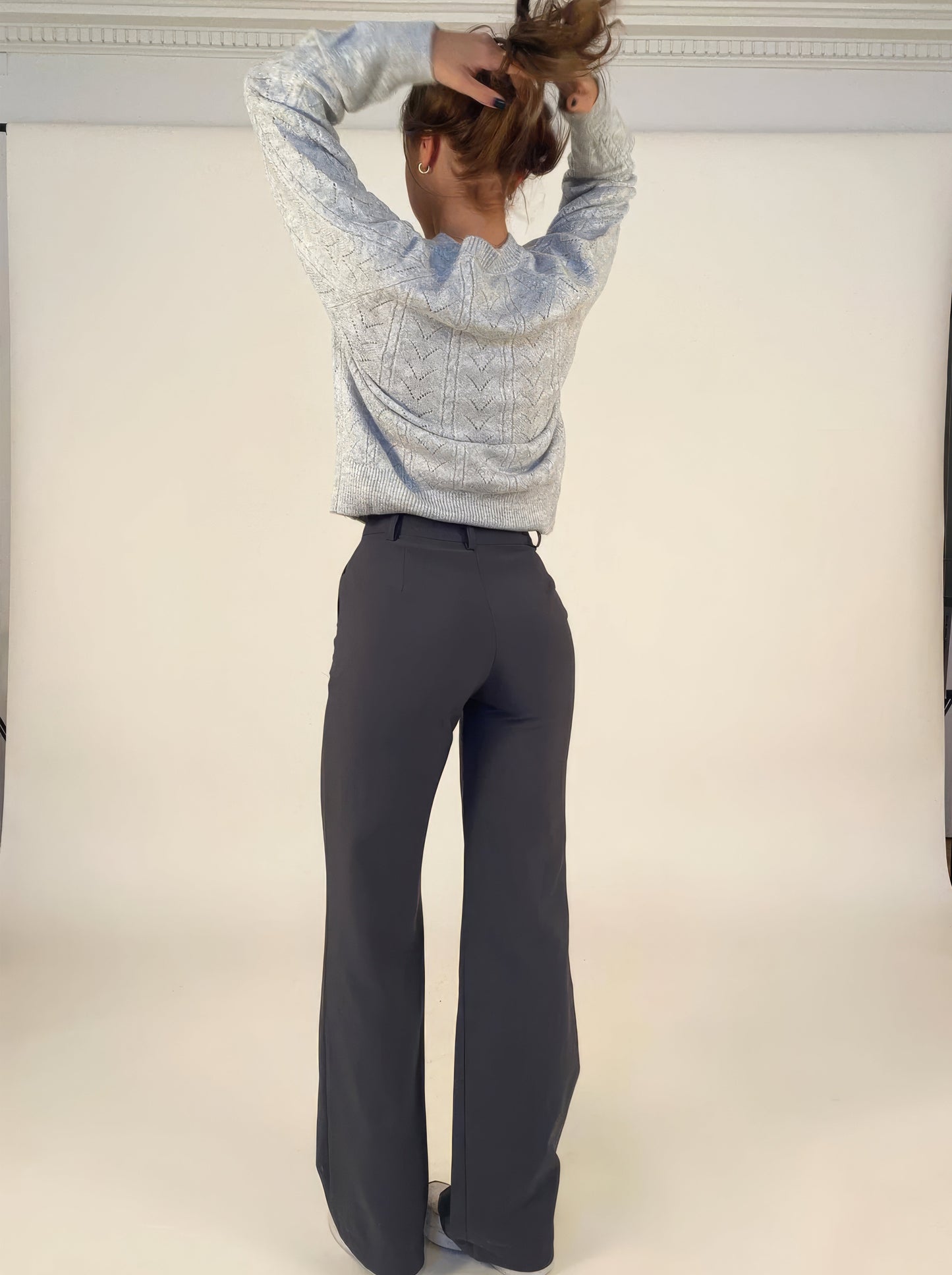 Pantaloni Donna Vita Alta Gamba Dritta