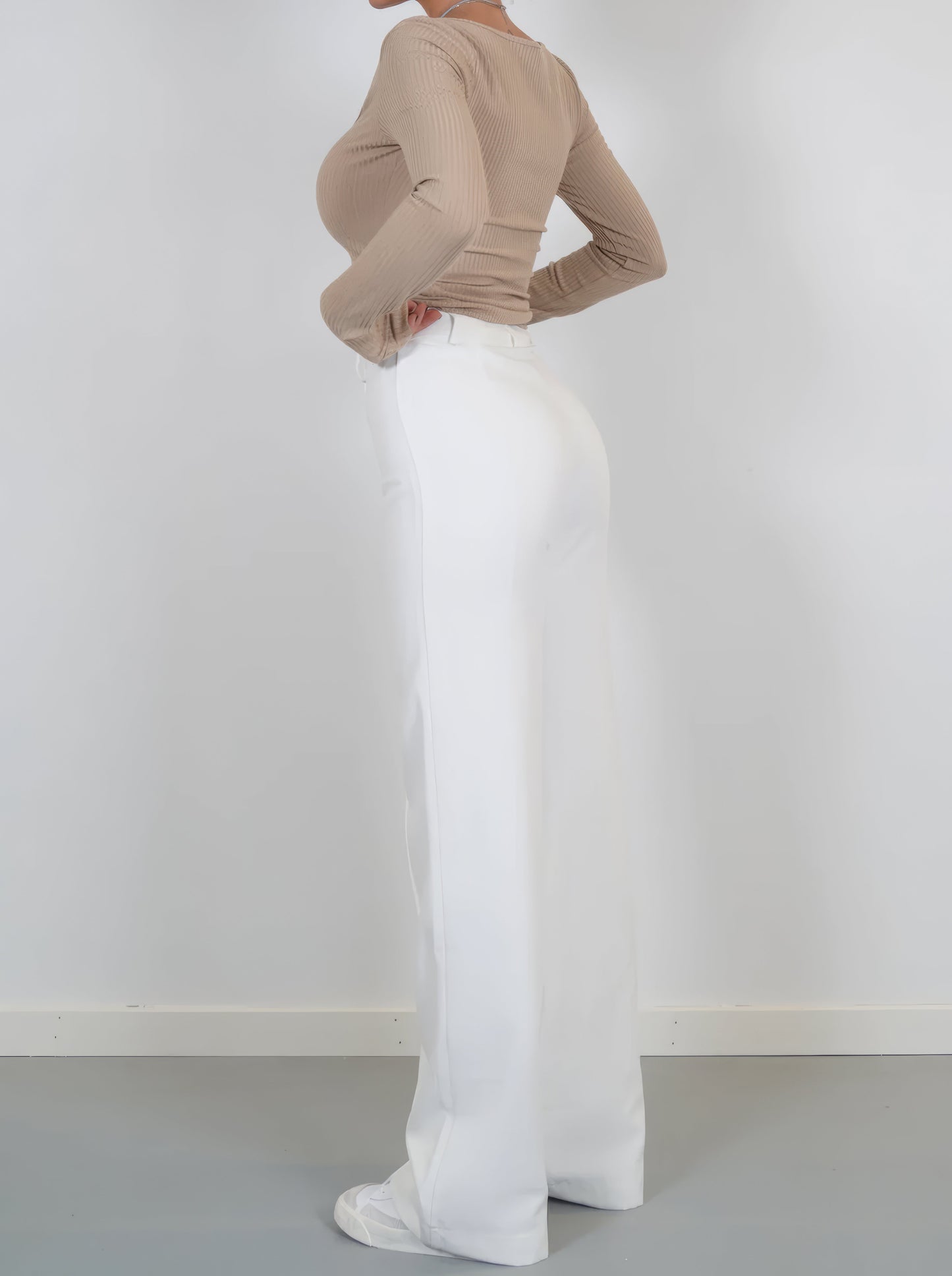 Pantaloni Donna Vita Alta Gamba Dritta