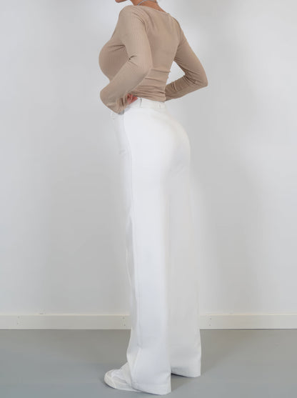 Pantaloni Donna Vita Alta Gamba Dritta