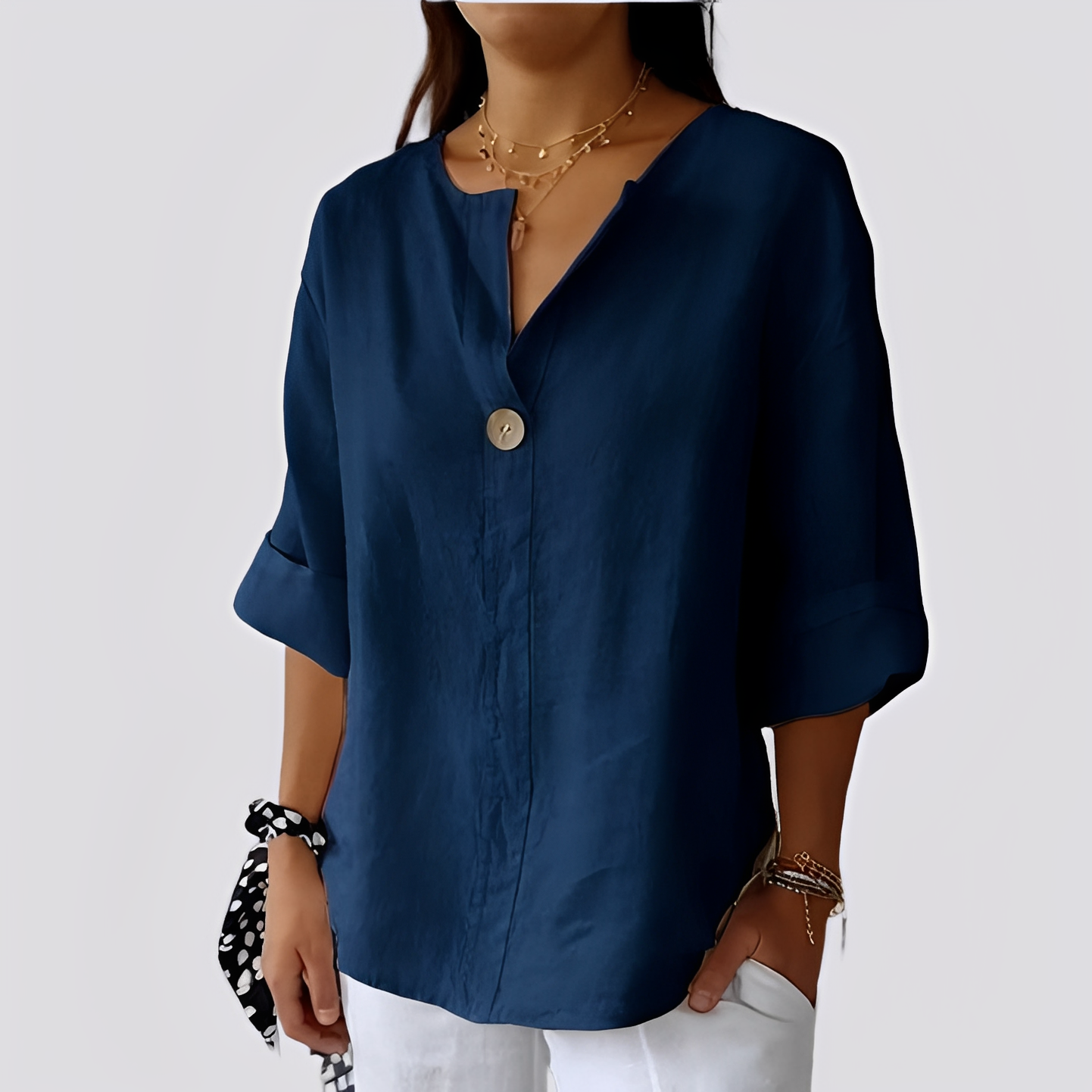 Camicia Donna Casual Scollo a V Vestibilità Comoda