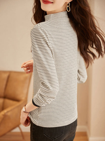Donna Maglia a Righe Collo Alto