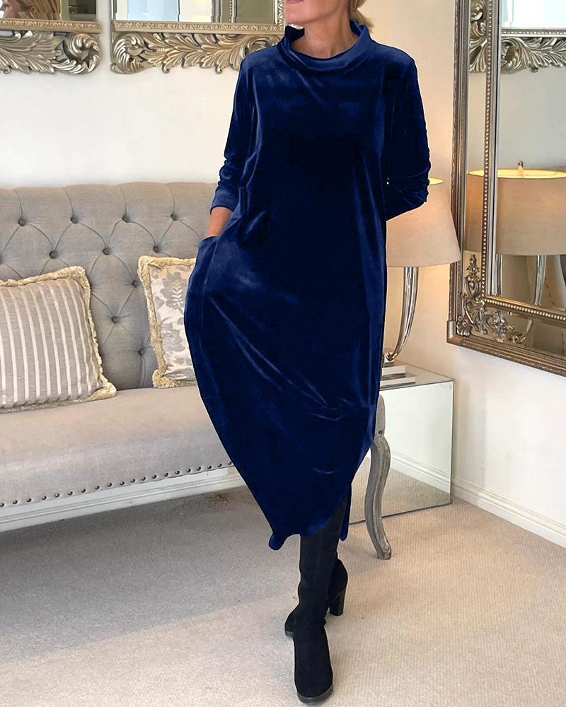 Abito Donna in Velluto Manica Lunga Elegante Comodo