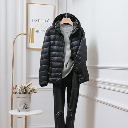 Piumino Donna con Cappuccio e Chiusura Zip