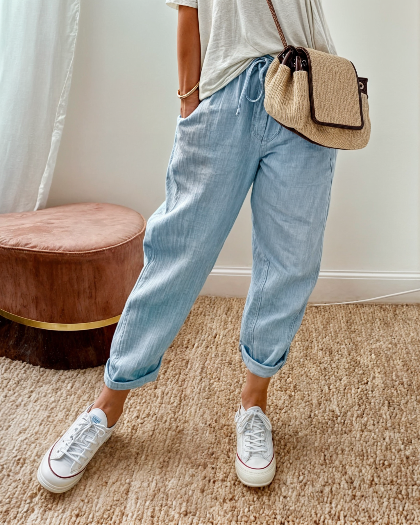 Pantaloni Estivi Donna con Coulisse Tasche Comode