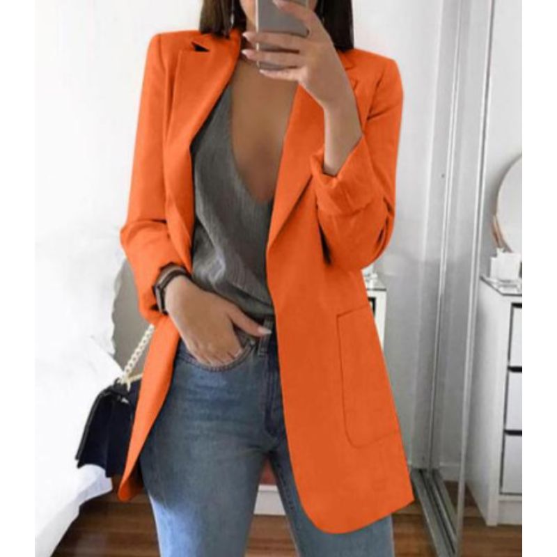 Blazer Donna Manica Lunga Linee Sobrie