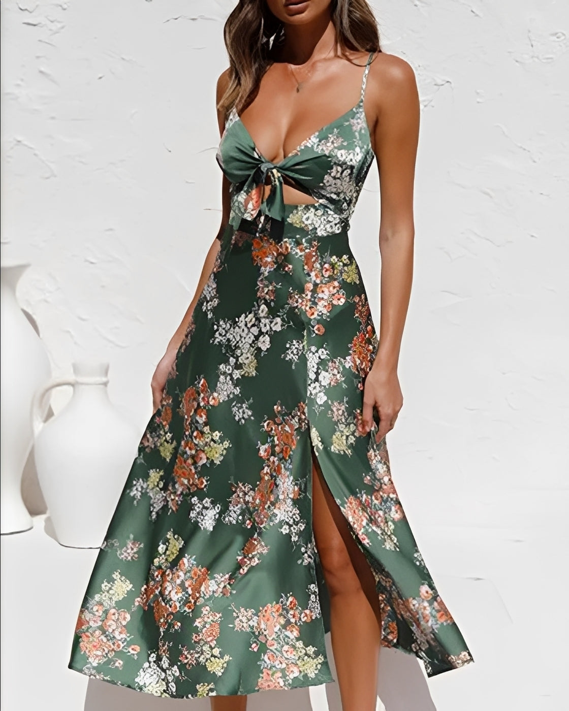 Abito Donna Casual con Stampa Floreale e Spacco