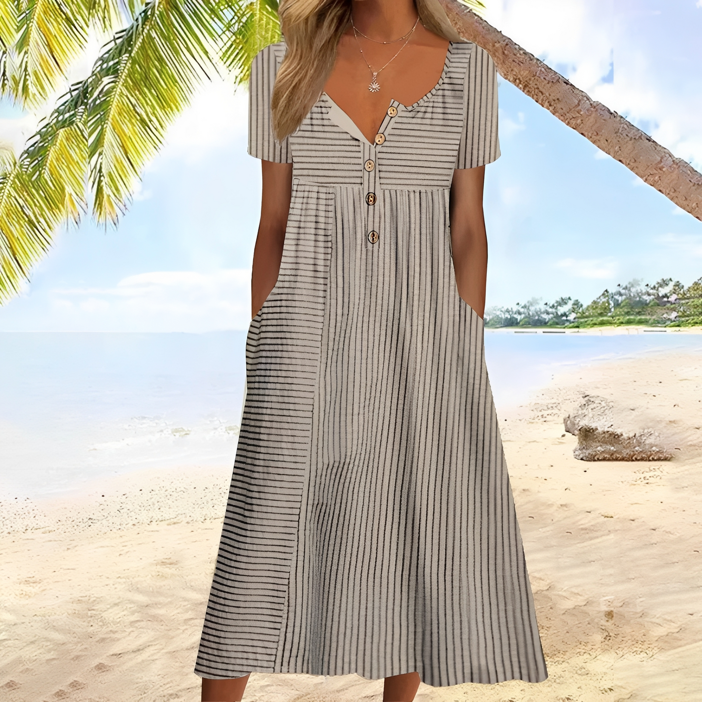 Abito Lungo Donna Stampato Stile Casual
