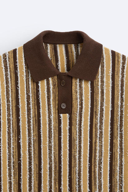 Polo Uomo in Maglia a Righe Stile Retrò