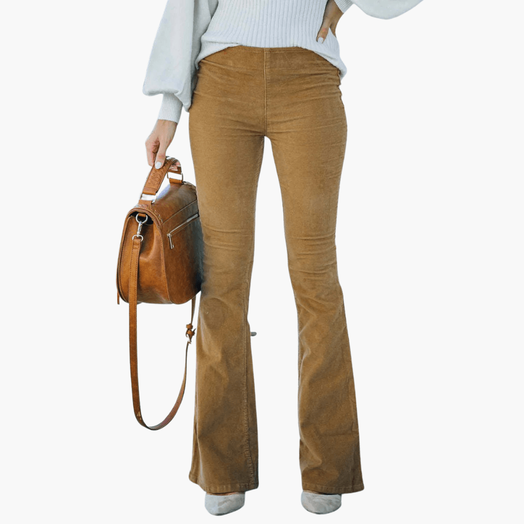 Pantaloni Lunghi Donna Eleganti in Velluto Corduroy