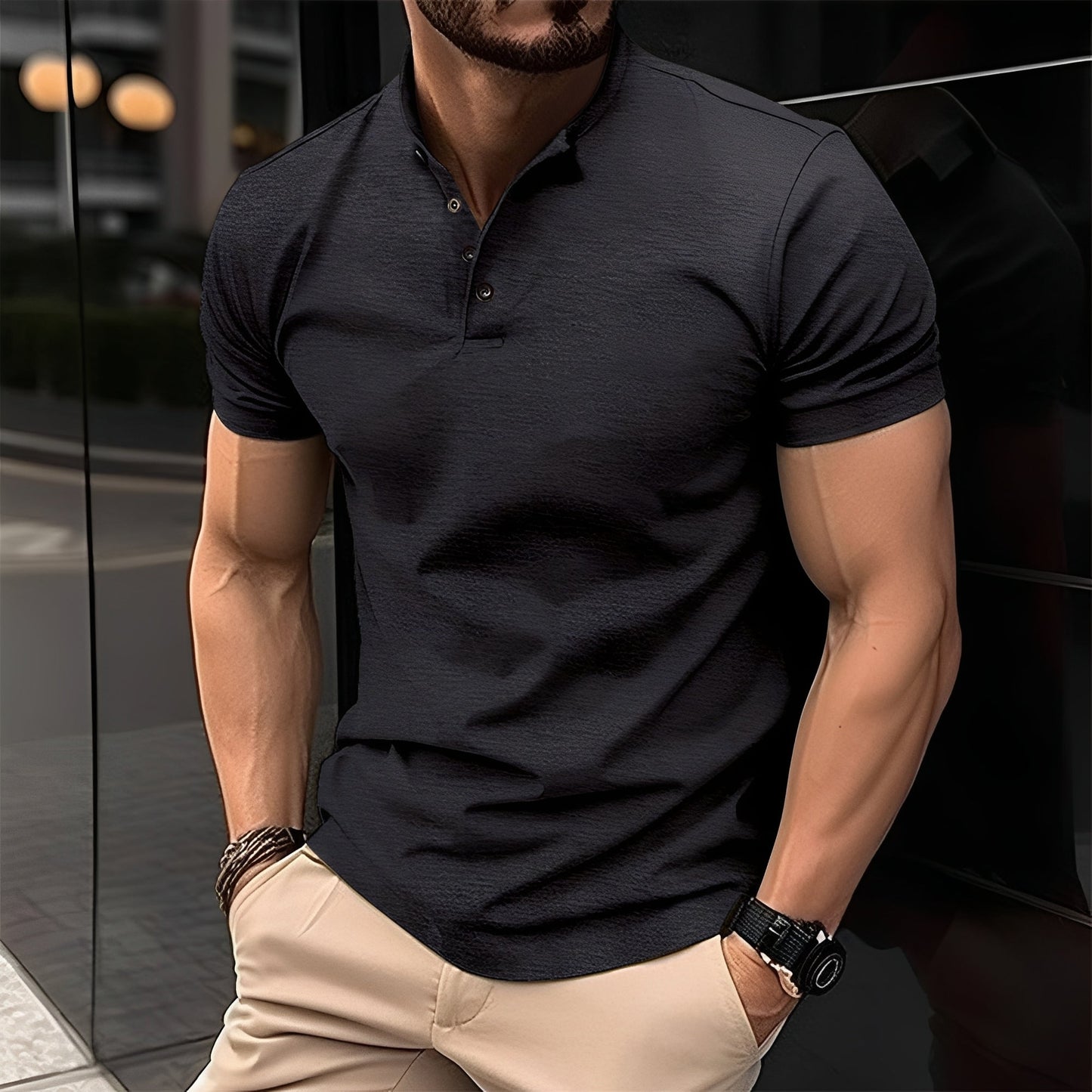 Polo Uomo Cotone Casual con Bottoni