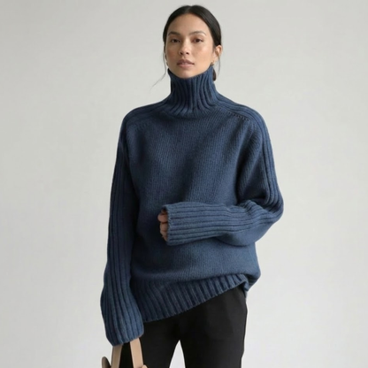 Maglione Donna a Costine Collo Alto Manica Lunga - Vesarelli