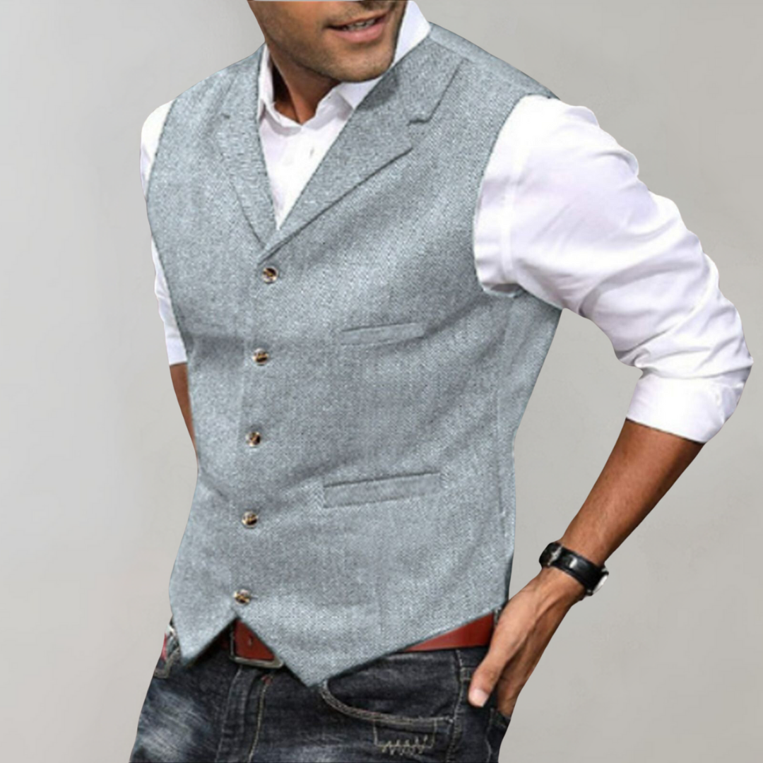 Gilet Uomo in Tessuto con Vestibilità Sfiancata Design Classico