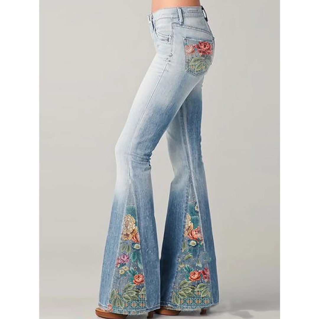 Jeans Donna con Ricamo Floreale a Zampa - Brentozzi