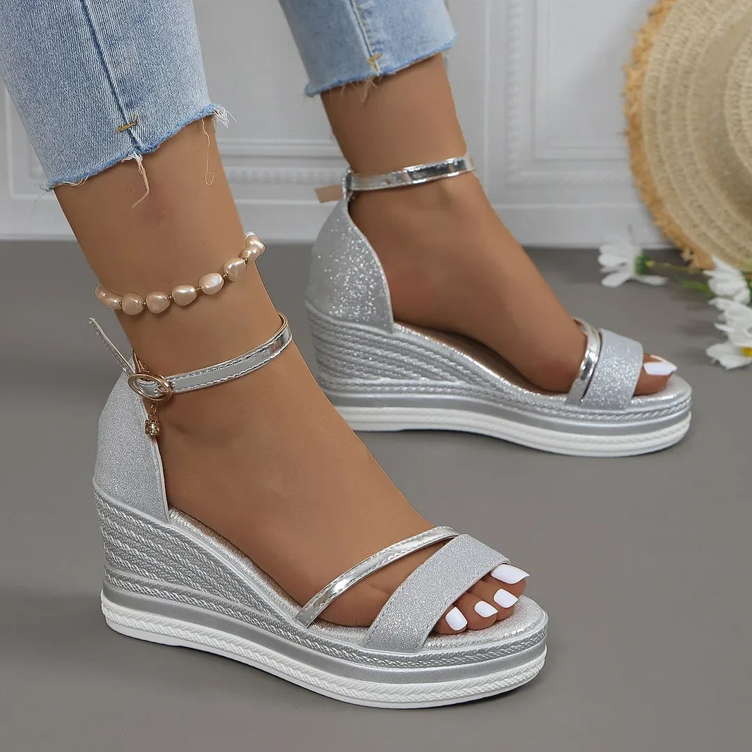 Sandali Donna Zeppa con Cinturini Plateau